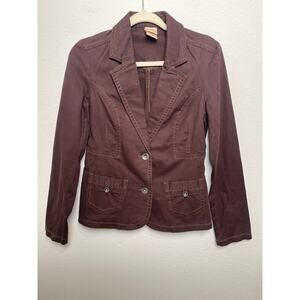 Faded Glory Stretch Brown Blazer Jacket Womens Small 4/6 Cotton Spandex Casual